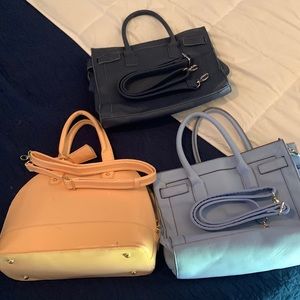 Just Fab Purses, periwinkle.navy and peach